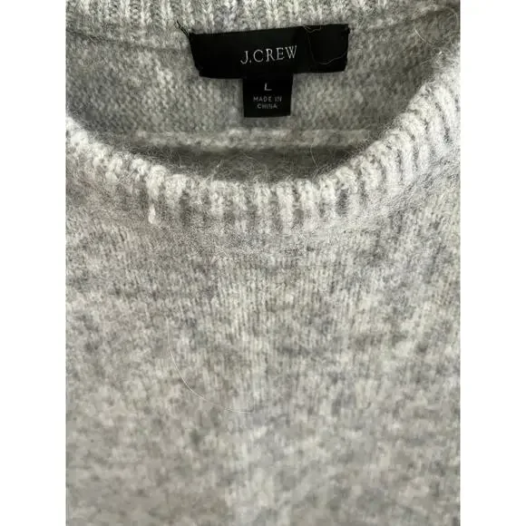 J Crew Reimagined By Womens L Light Gray Cropped Crewneck Sweater Pullover - Picture 2 of 6